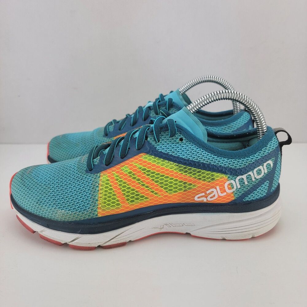 Salomon Womens Size 7.5 Blue Yellow Sense Ride 2 Sneakers 401438
